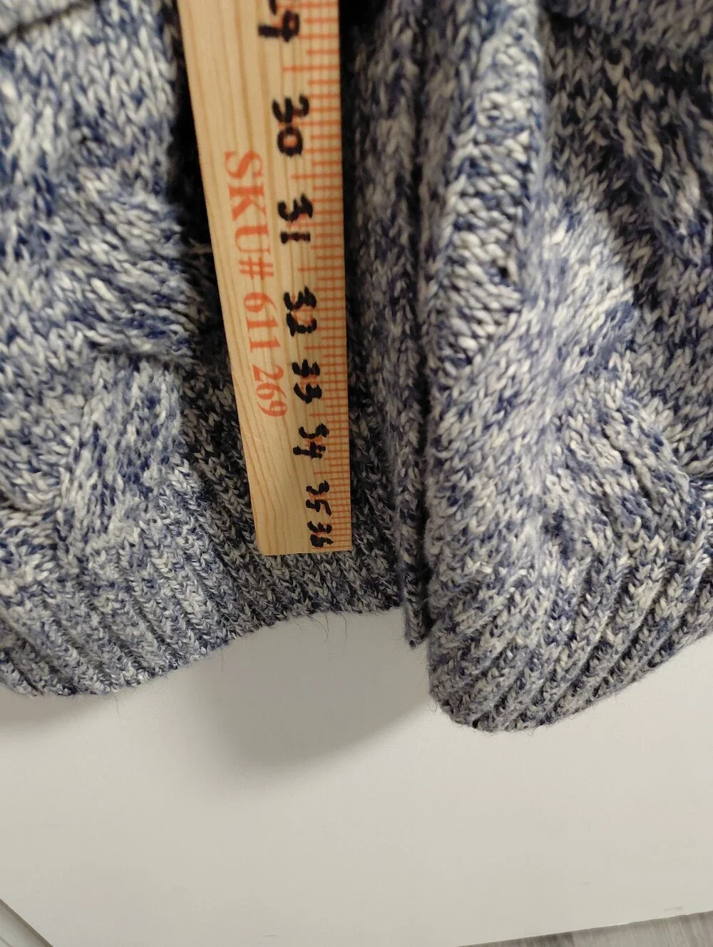 J. Crew Point Sur Blue & White Cable Knit Shawl-Collar Long Cardigan